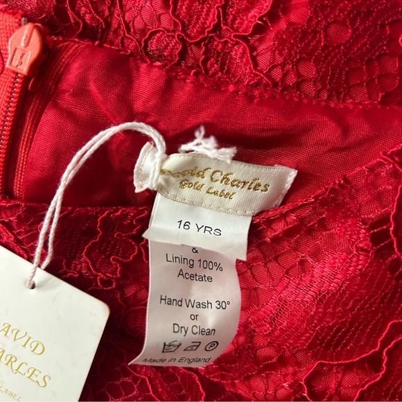 David Charles London Red Floral Lace Bell
Sleeve lined Dress Girls Size 16 - Picture 8 of 10